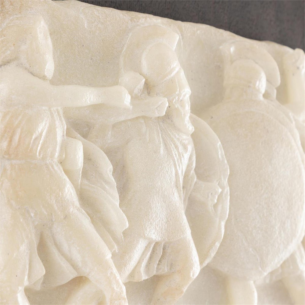 John Richard Hellenistic Relief White Soldier Black Frame Mixed Media I - 16x17|