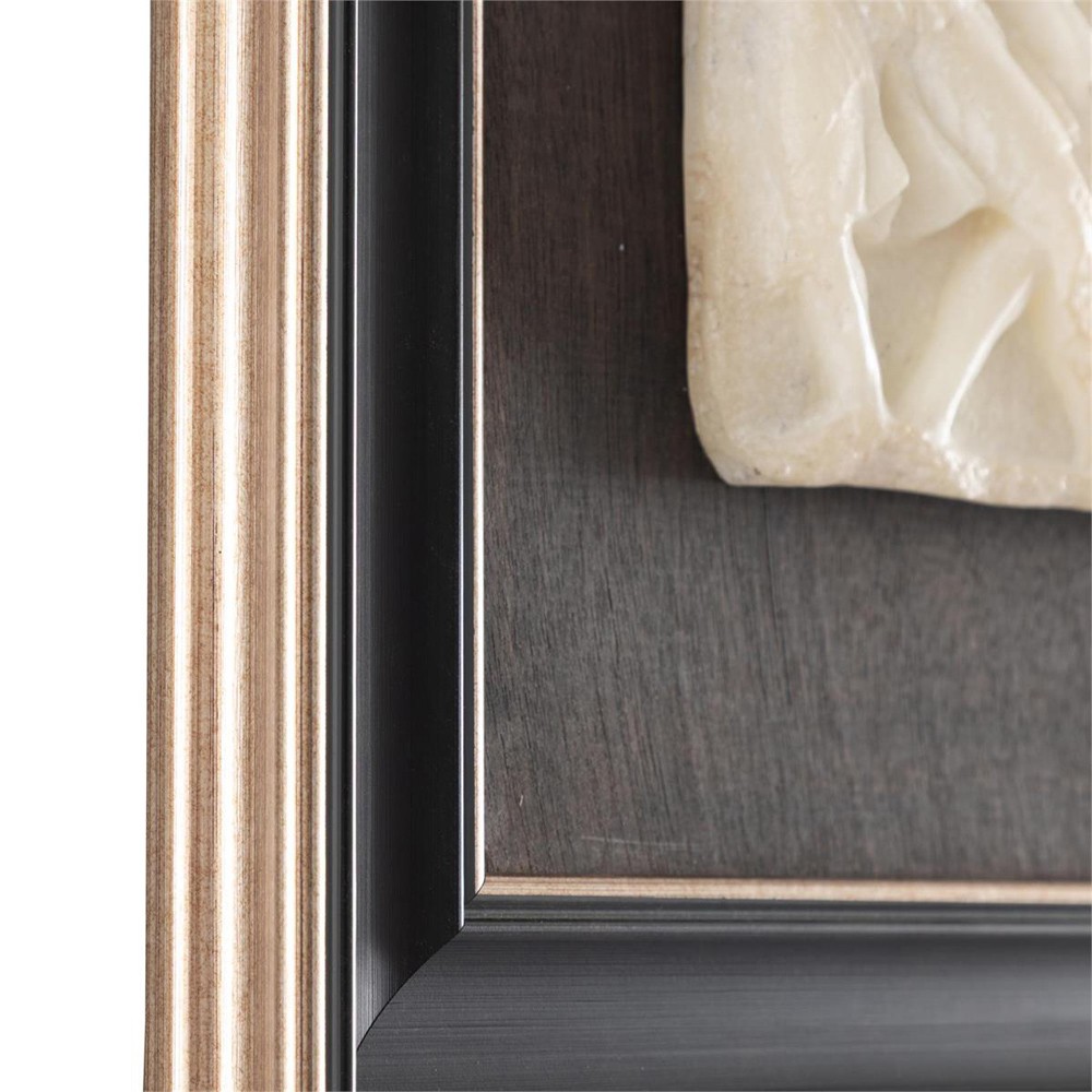 John Richard Hellenistic Relief White Soldier Black Frame Mixed Media I - 16x17|