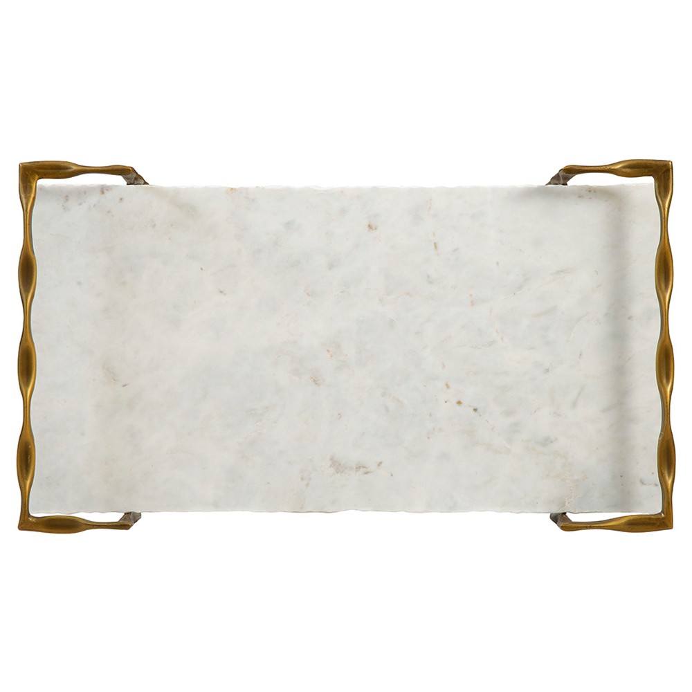 Natalia Modern Classic White Marble Gold Iron Bar Cart|