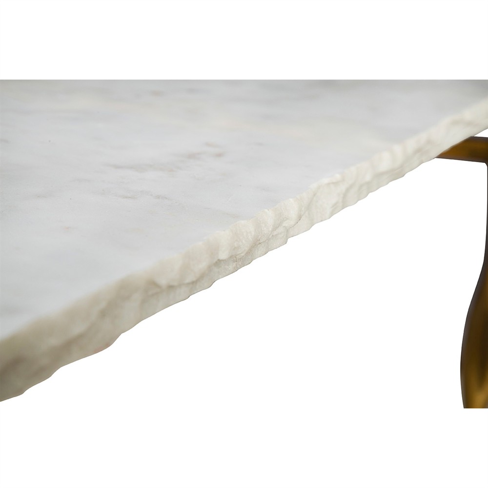 Natalia Modern Classic White Marble Gold Iron Bar Cart|