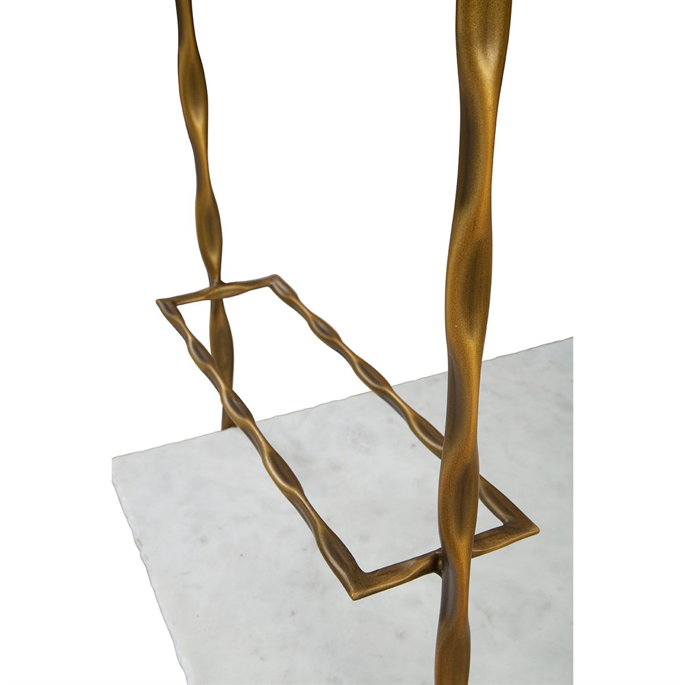 Natalia Modern Classic White Marble Gold Iron Bar Cart|