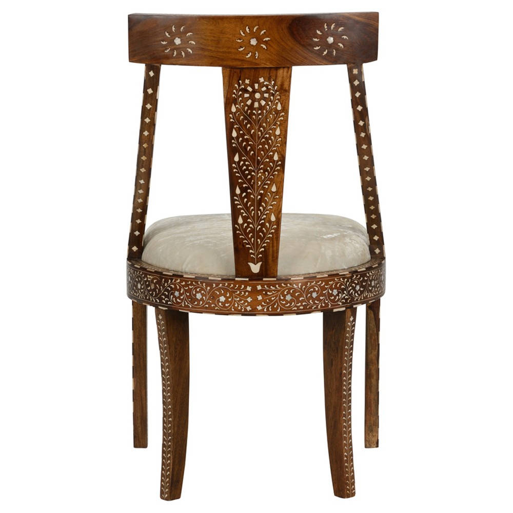 Lane Updated Traditional Brown Wood Bone Inlay Dining Chair|