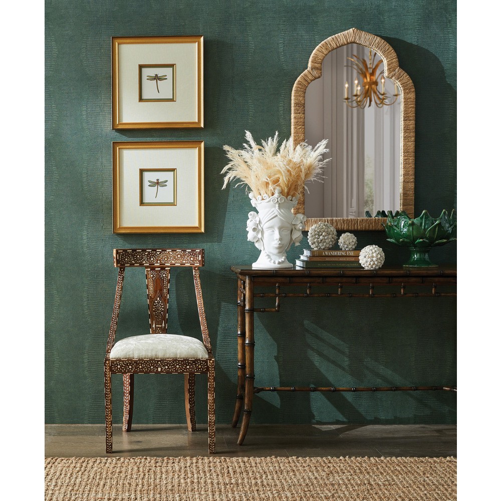 Lane Updated Traditional Brown Wood Bone Inlay Dining Chair|