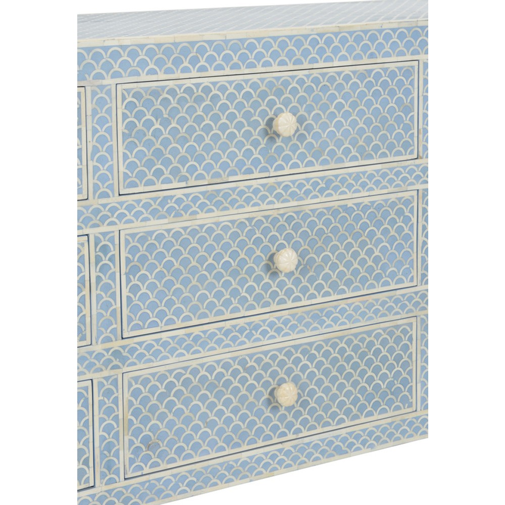 Vanya Coastal Beach Blue Fish Scale Bone Inlay Dresser | Kathy Kuo Home Vanya Coastal Beach Blue Fish Scale Bone Inlay Dresser | Kathy Kuo Home