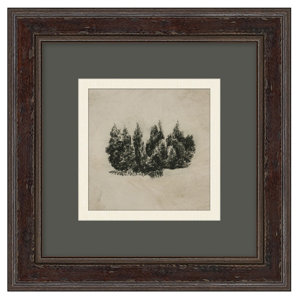 Anselm Rustic Grey Forest Dark Walnut Frame Diptych Illustration - 14x14|