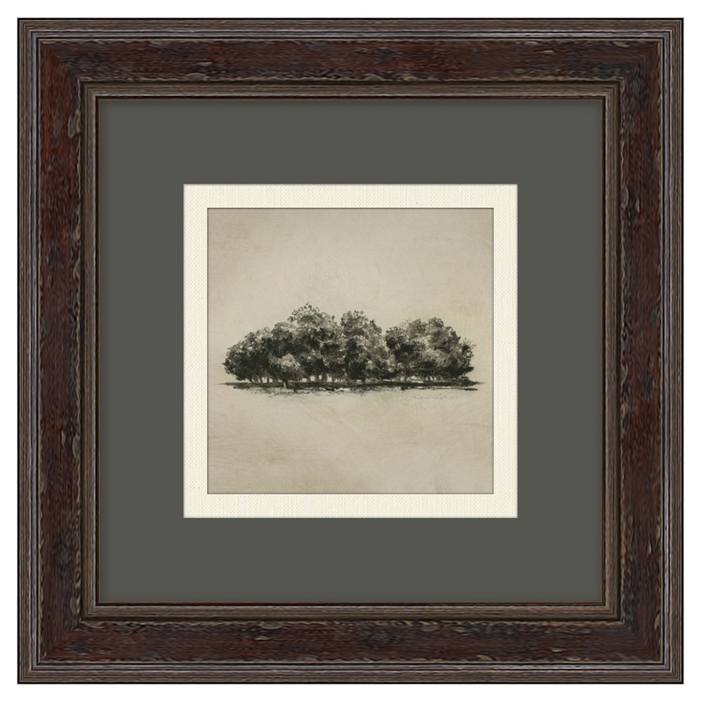 Anselm Rustic Grey Forest Dark Walnut Frame Diptych Illustration - 14x14|