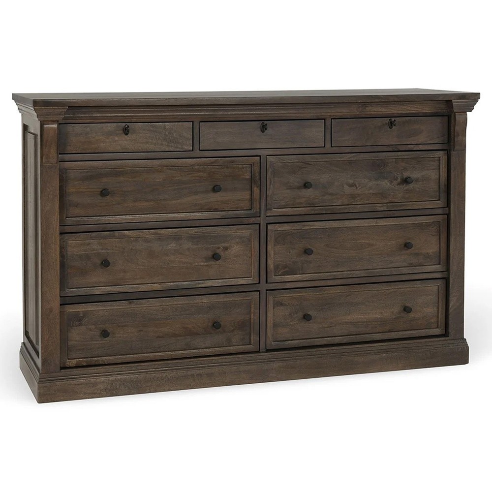Melany French Country Brown Mango Wood Double Dresser|