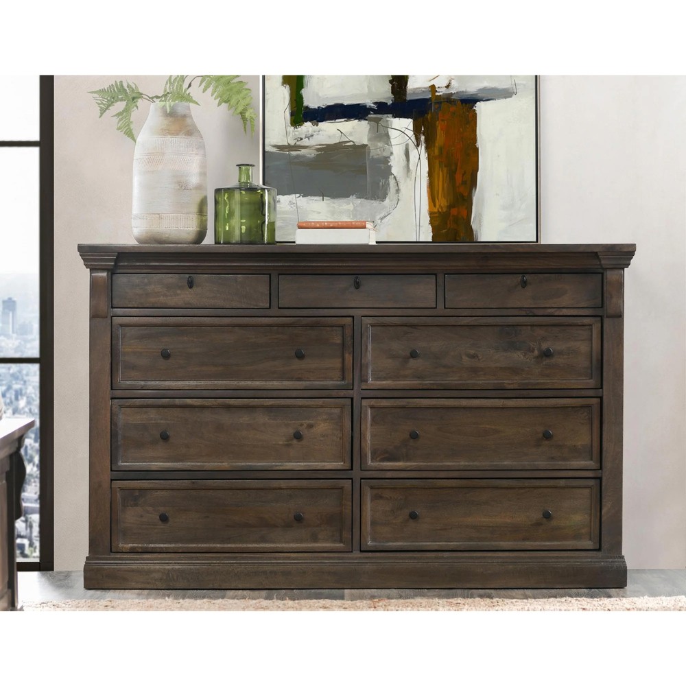 Melany French Country Brown Mango Wood Double Dresser|