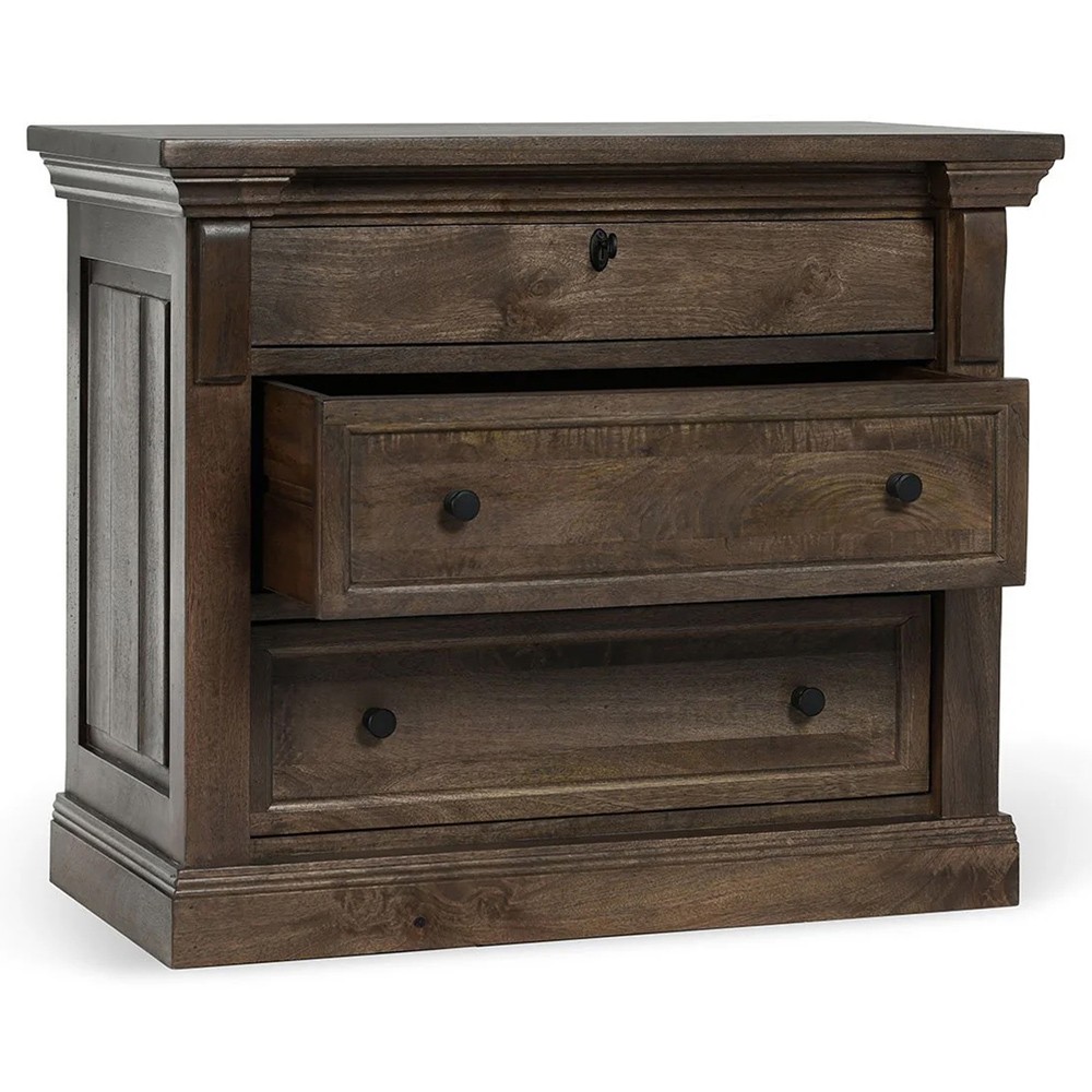 Melany French Country Brown Mango Wood Nightstand|