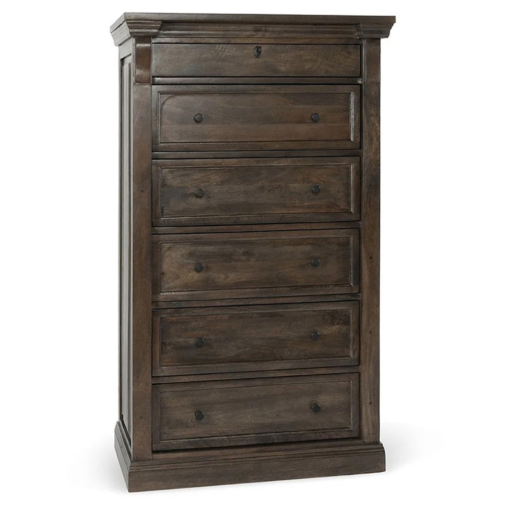 Melany French Country Brown Mango Wood Tall Chest|