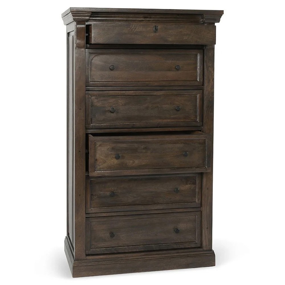 Melany French Country Brown Mango Wood Tall Chest|