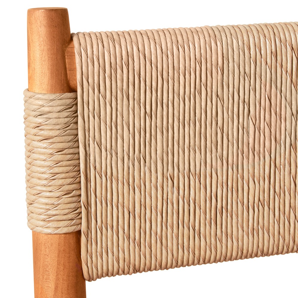 Almira Coastal Beach Natural Teak Wood Woven Outdoor Counter Stool|