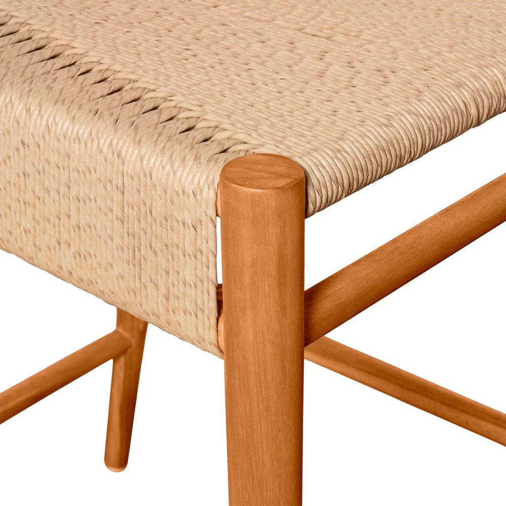 Almira Coastal Beach Natural Teak Wood Woven Outdoor Counter Stool|