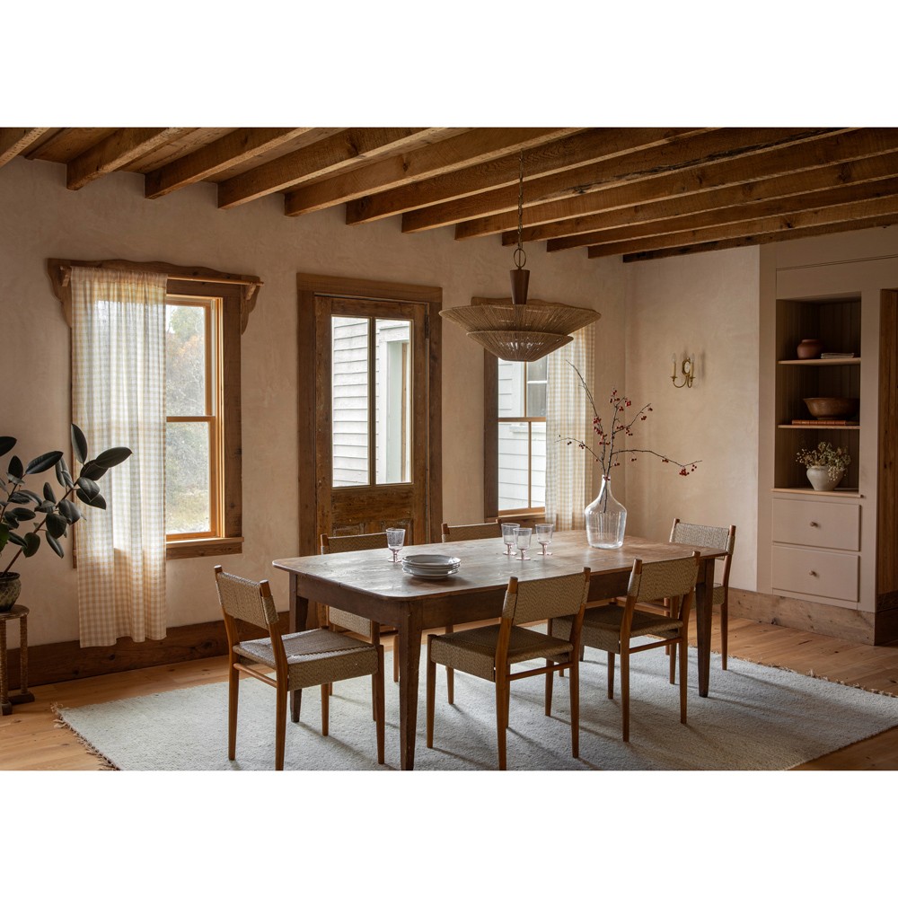 Almira Coastal Beach Natural Teak Woven Outdoor Dining Chair|