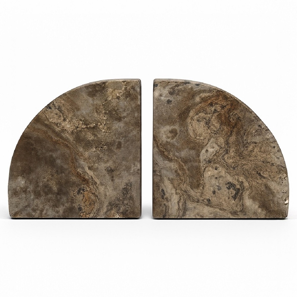 Matthias Modern Classic Grey Travertine Bookends|