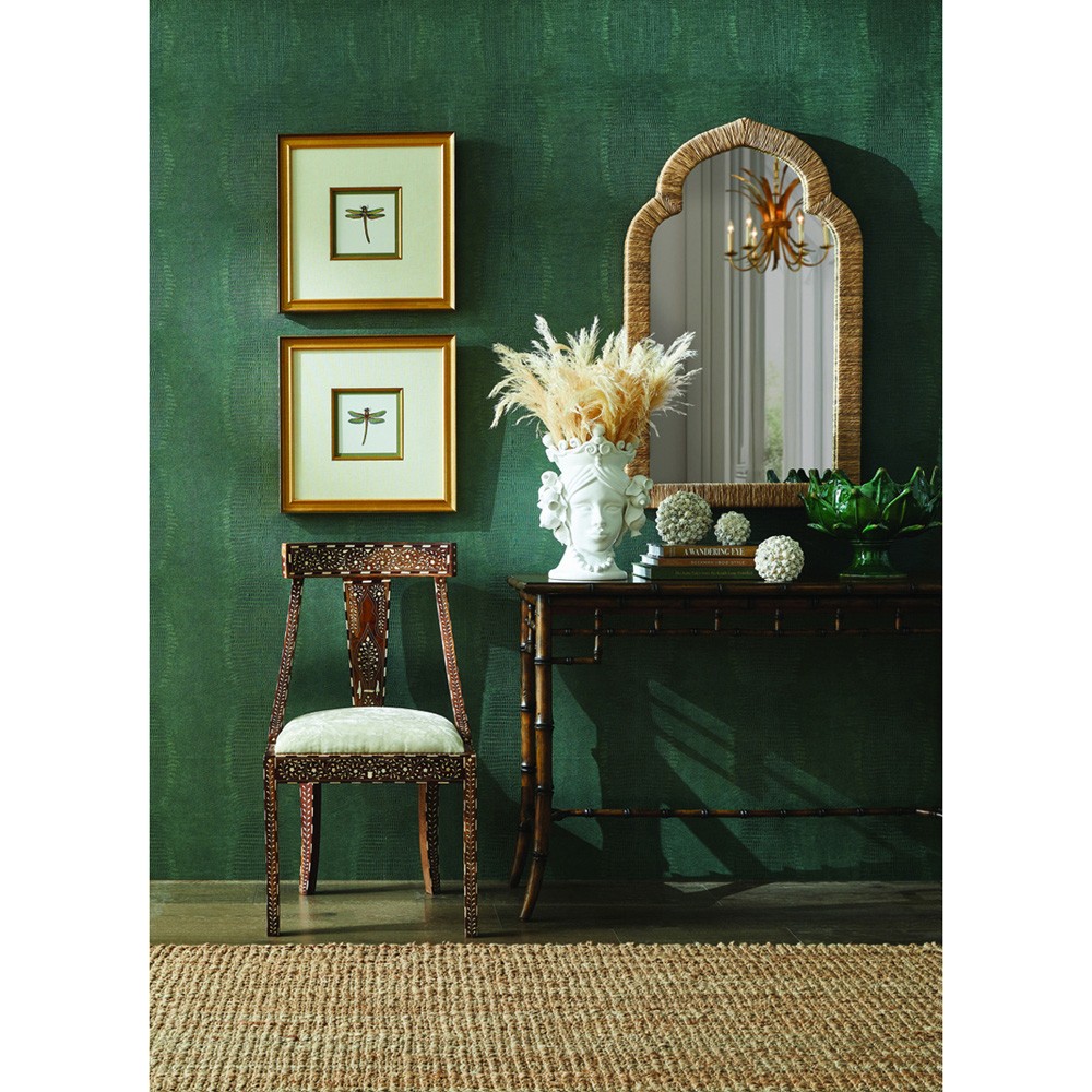 Astrid Updated Traditional Green Dragonfly Gold Frame Illustration II - 19x19|