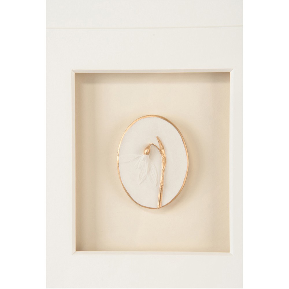 Tahlia Modern Classic White Botanical Gold Leaf Frame Mixed Media IV - 18x14|