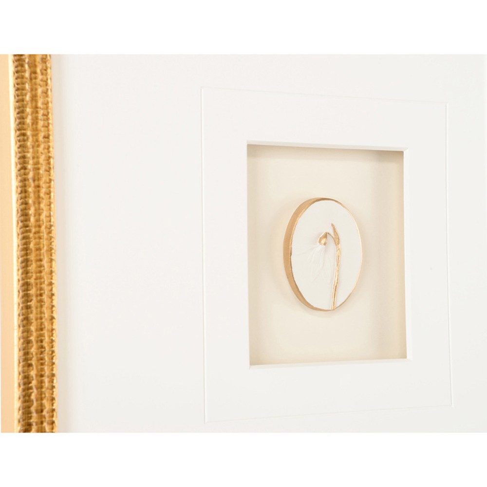 Tahlia Modern Classic White Botanical Gold Leaf Frame Mixed Media IV - 18x14|