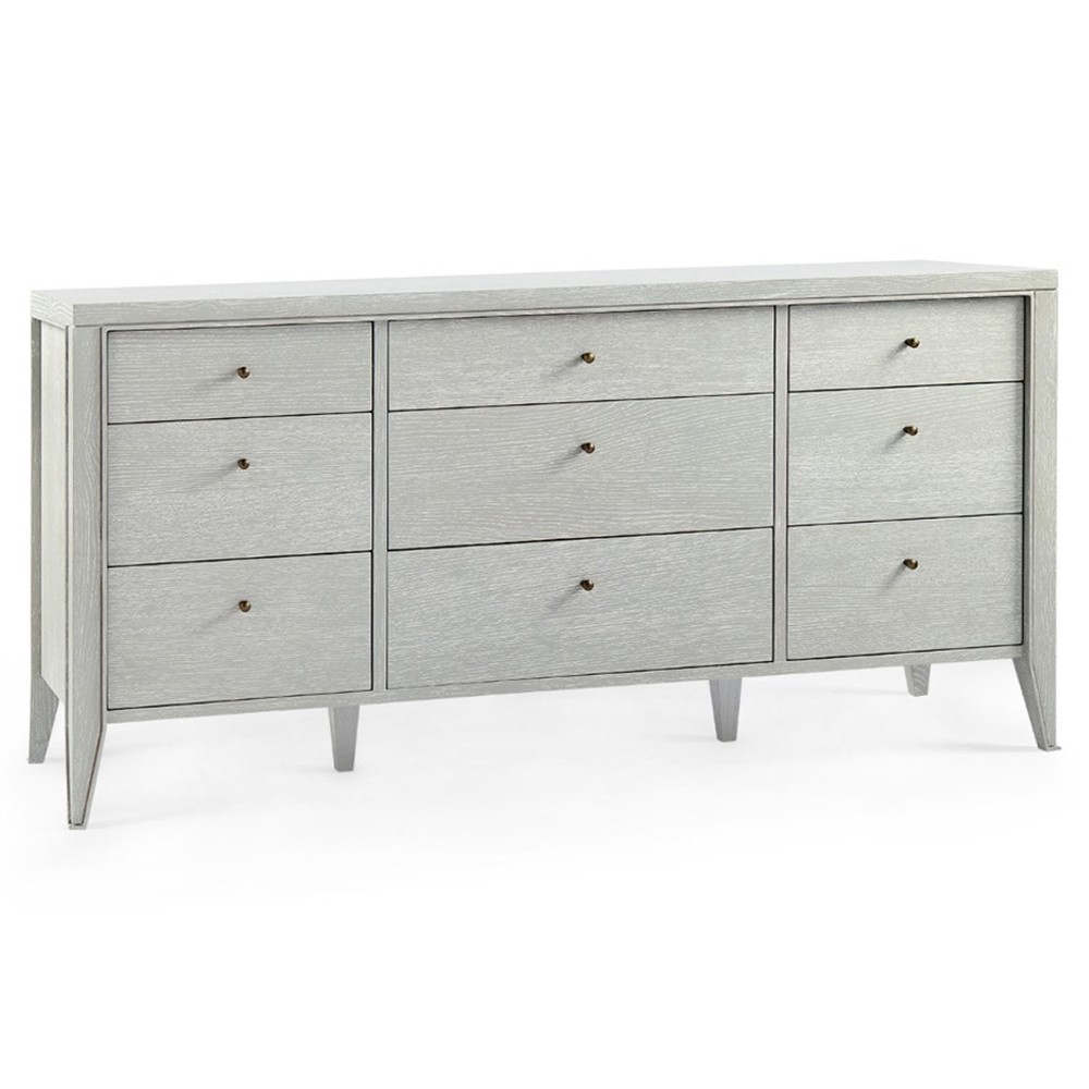slim fit dress slacks Agnes Curved Edge 5 Drawer Dresser, Dove Gray with Oak Top