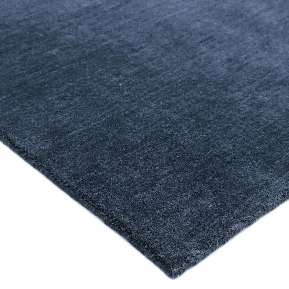 Zuriel Modern Classic Navy Blue Wool Solid Rug - 5'x8'|