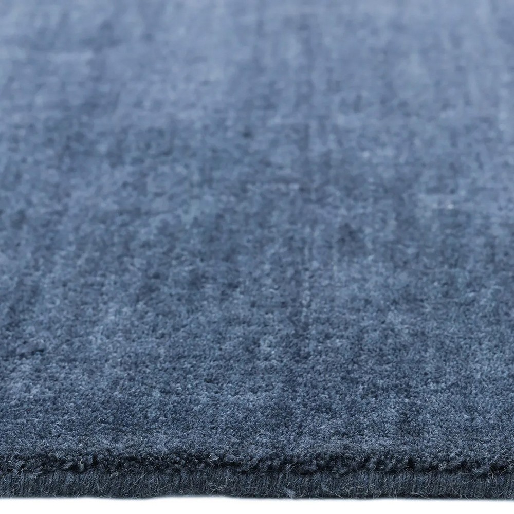 Zuriel Modern Classic Navy Blue Wool Solid Rug - 5'x8'|