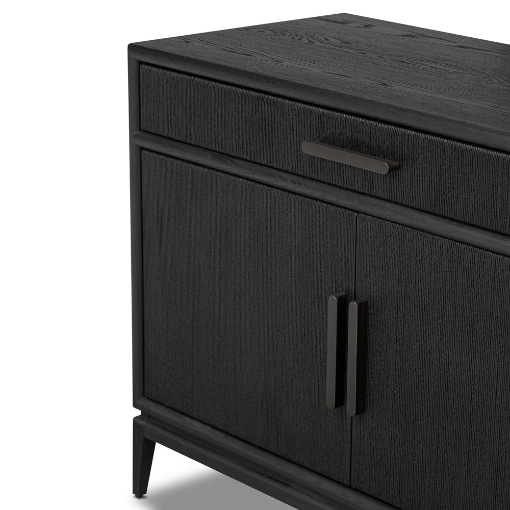 Rosal Modern Classic Black Oak Woven Rush Sideboard|
