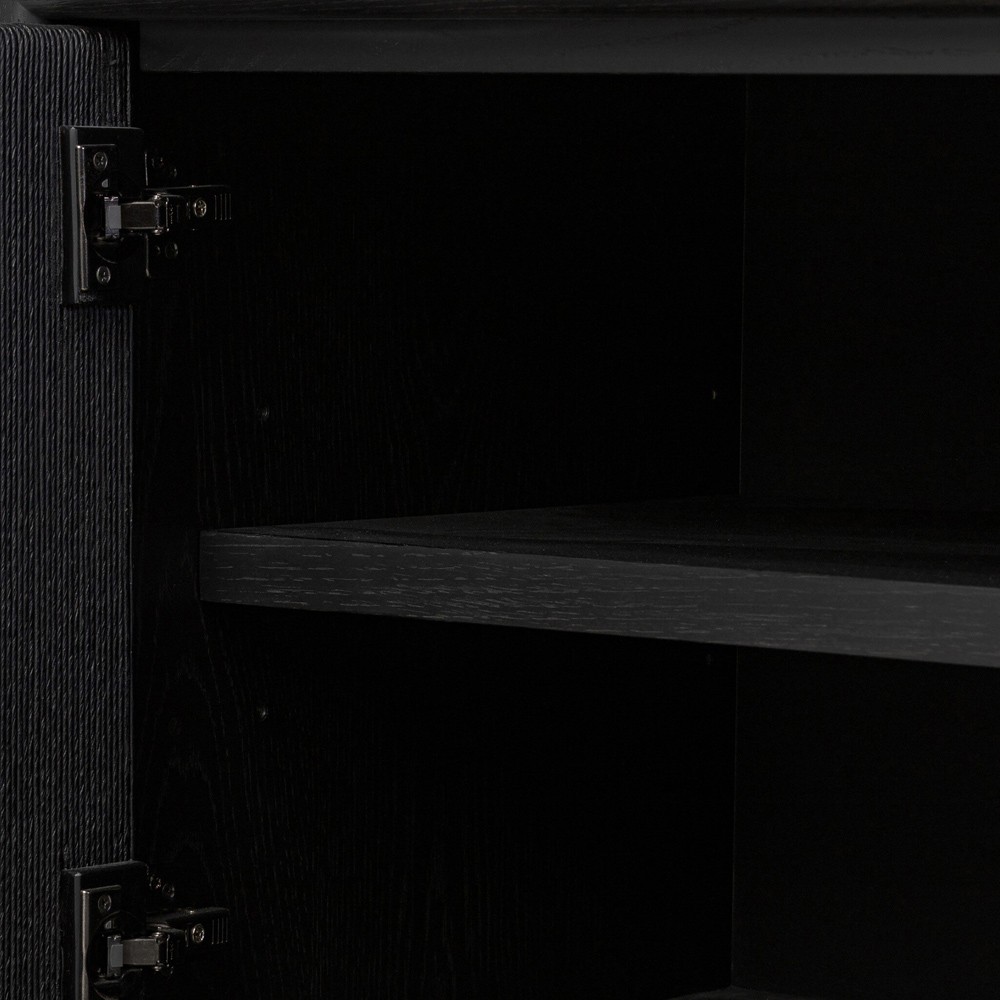 Rosal Modern Classic Black Oak Woven Rush Sideboard|