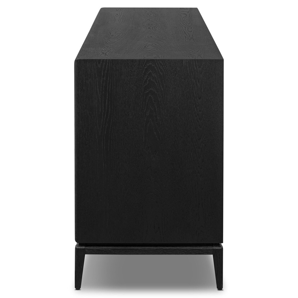 Rosal Modern Classic Black Oak Woven Rush Sideboard|