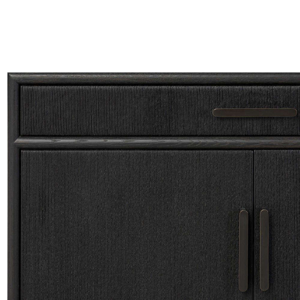 Rosal Modern Classic Black Oak Woven Rush Sideboard|