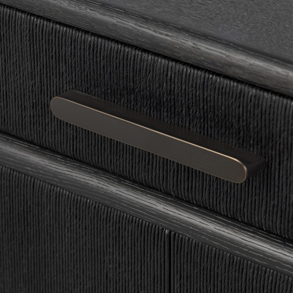 Rosal Modern Classic Black Oak Woven Rush Sideboard|