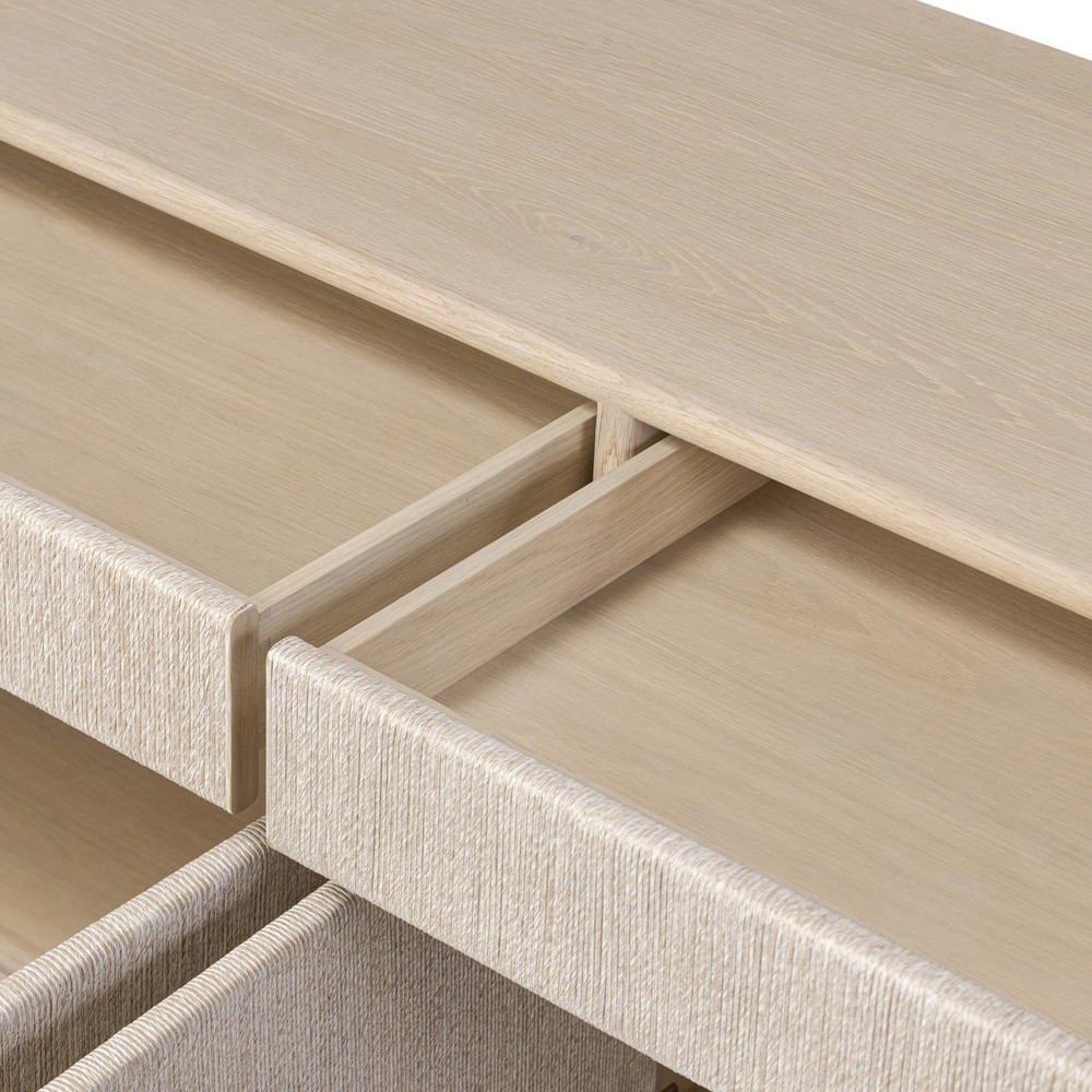 Rosal Modern Classic Natural Oak Woven Rush Sideboard|