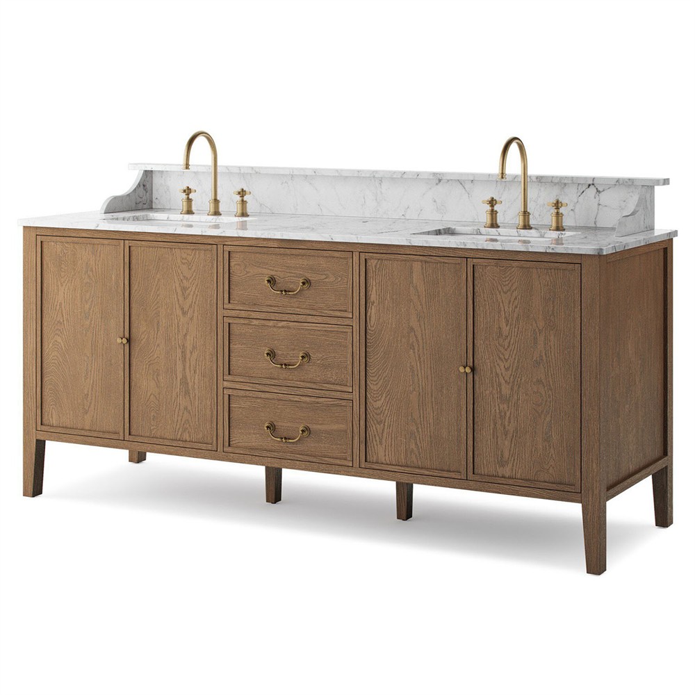 Elliston Satin Worn Oak Double Vanity|