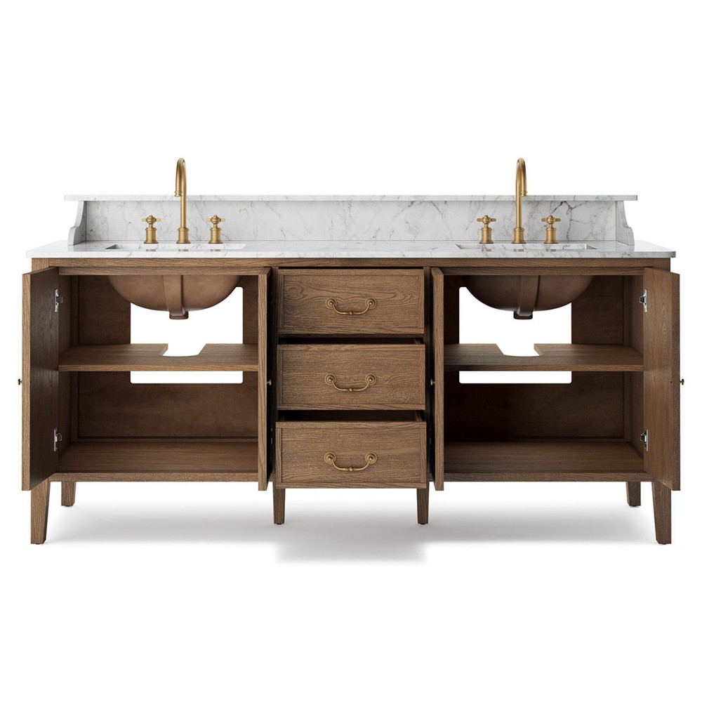 Elliston Satin Worn Oak Double Vanity|