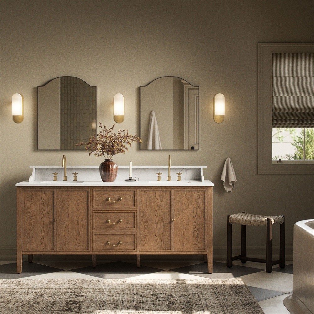 Elliston Satin Worn Oak Double Vanity|