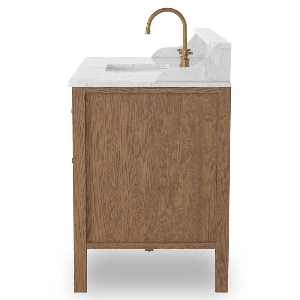 Elliston Satin Worn Oak Single Wide Vanity | Kathy Kuo Home