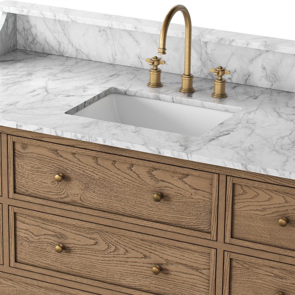 Elliston Satin Worn Oak Single Wide Vanity | Kathy Kuo Home