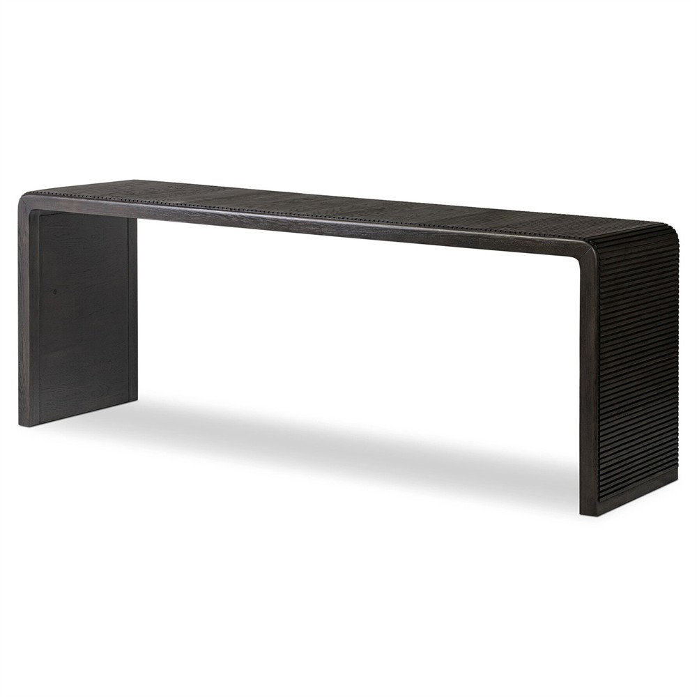 Lana Rustic Lodge Smoked Black Oak Rectangular Console Table|