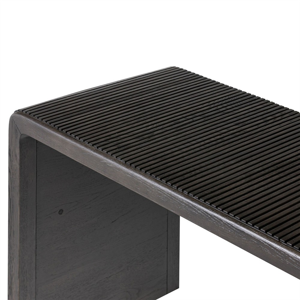 Lana Rustic Lodge Smoked Black Oak Rectangular Console Table|