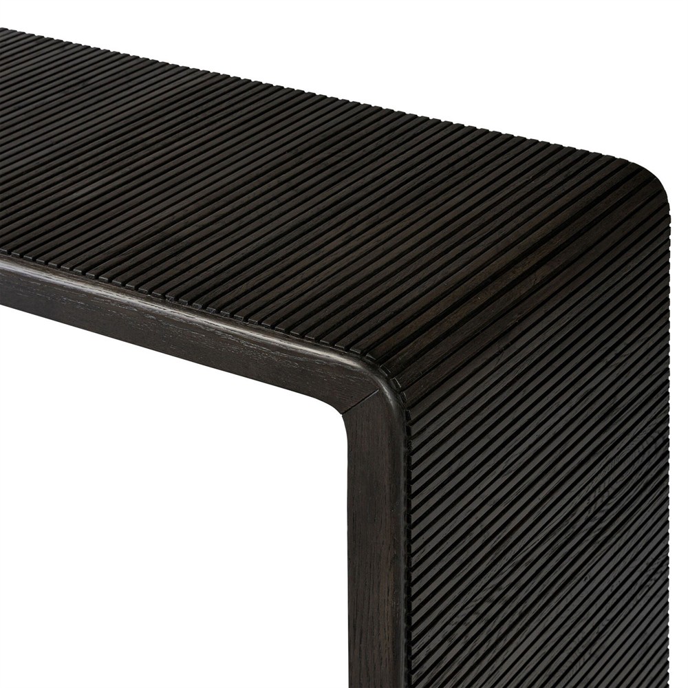 Lana Rustic Lodge Smoked Black Oak Rectangular Console Table|