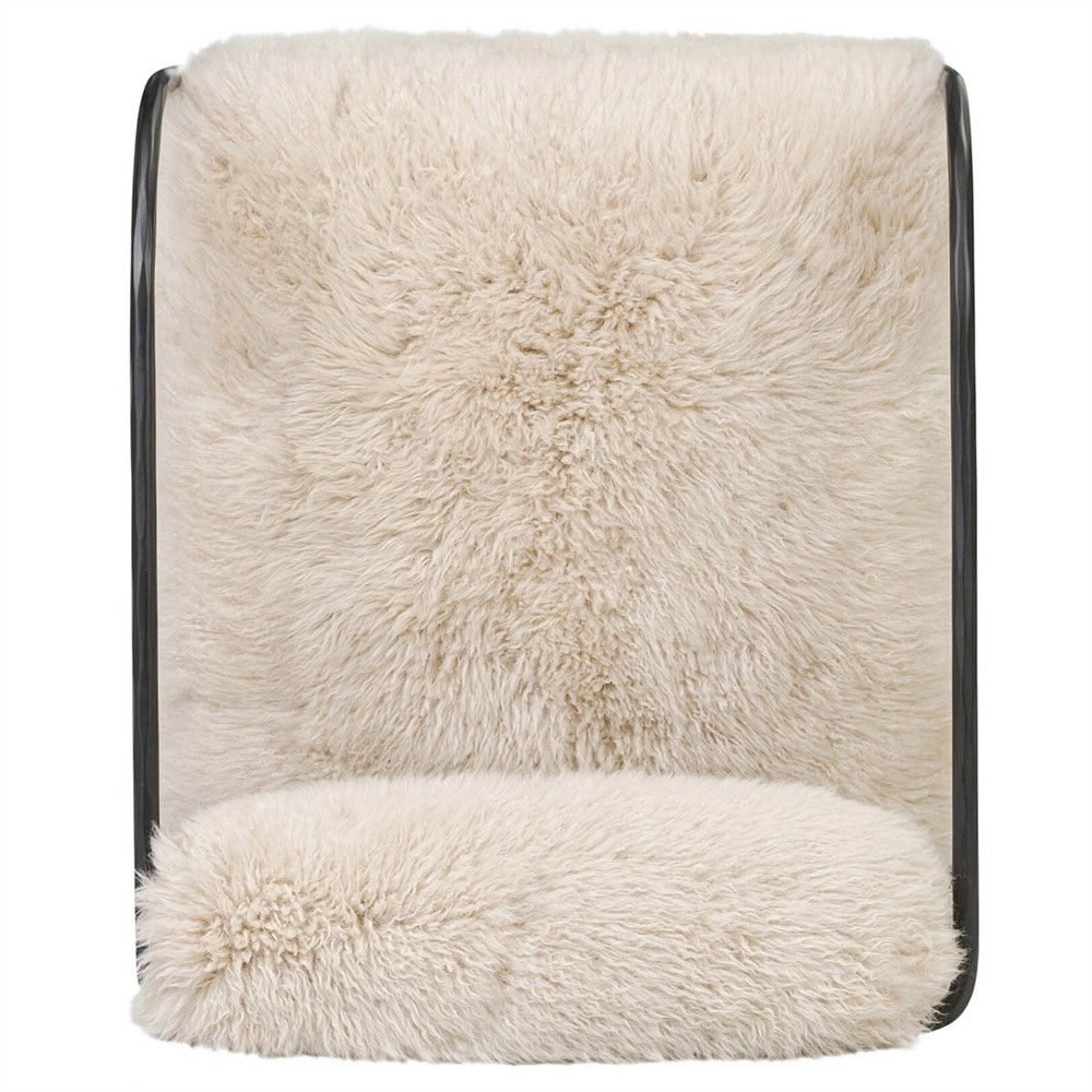 Fenn Modern Classic Champagne Fur Black Iron Arm Chair|