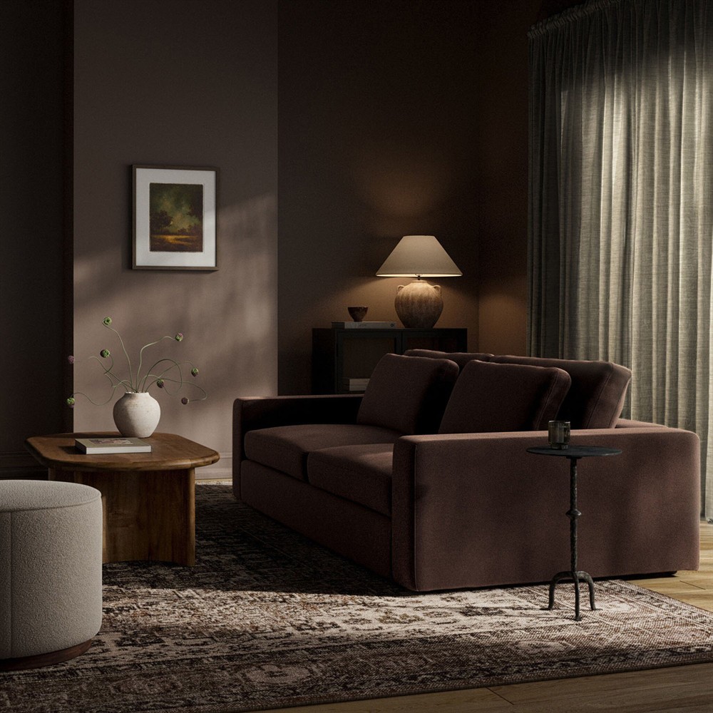 Candace Modern Classic Surrey Cocoa Velvet Sofa - 98"|