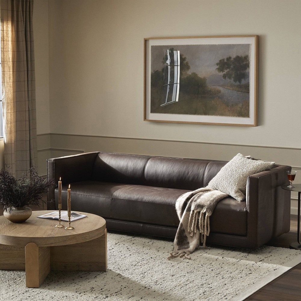 Miko Modern Classic Heirloom Cigar Leather Sofa - 95