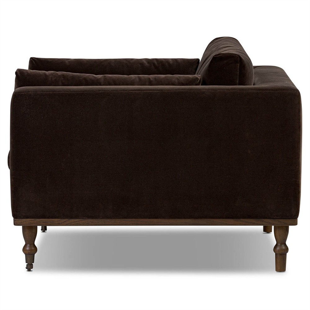 Harlin Updated Traditional Surrey Cocoa Velvet Chair and a Half|