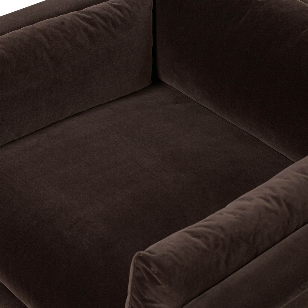 Harlin Updated Traditional Surrey Cocoa Velvet Chair and a Half|