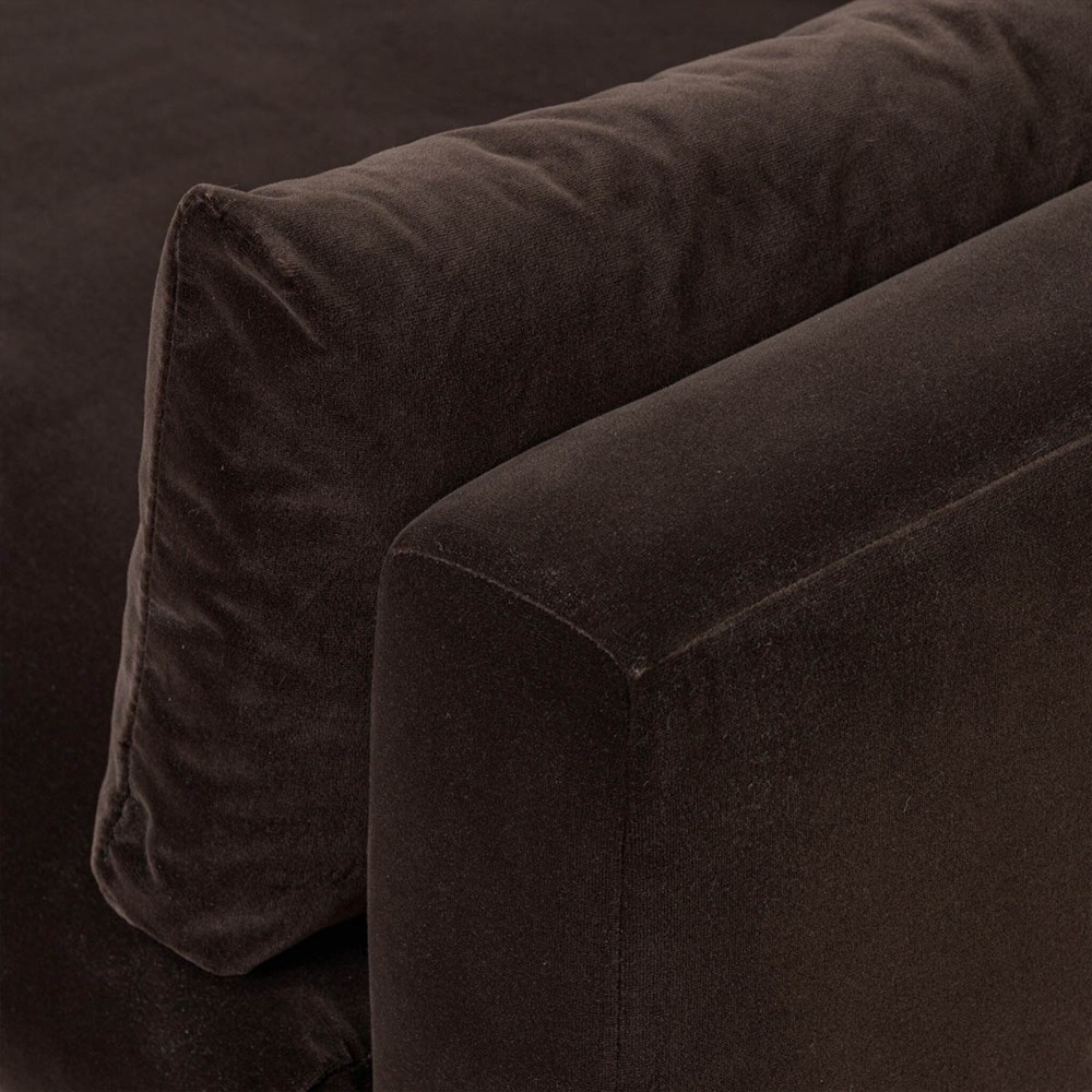 Harlin Updated Traditional Surrey Cocoa Velvet Chair and a Half|