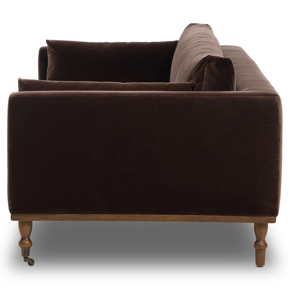 Harlin Updated Traditional Surrey Cocoa Velvet Sofa - 96"|