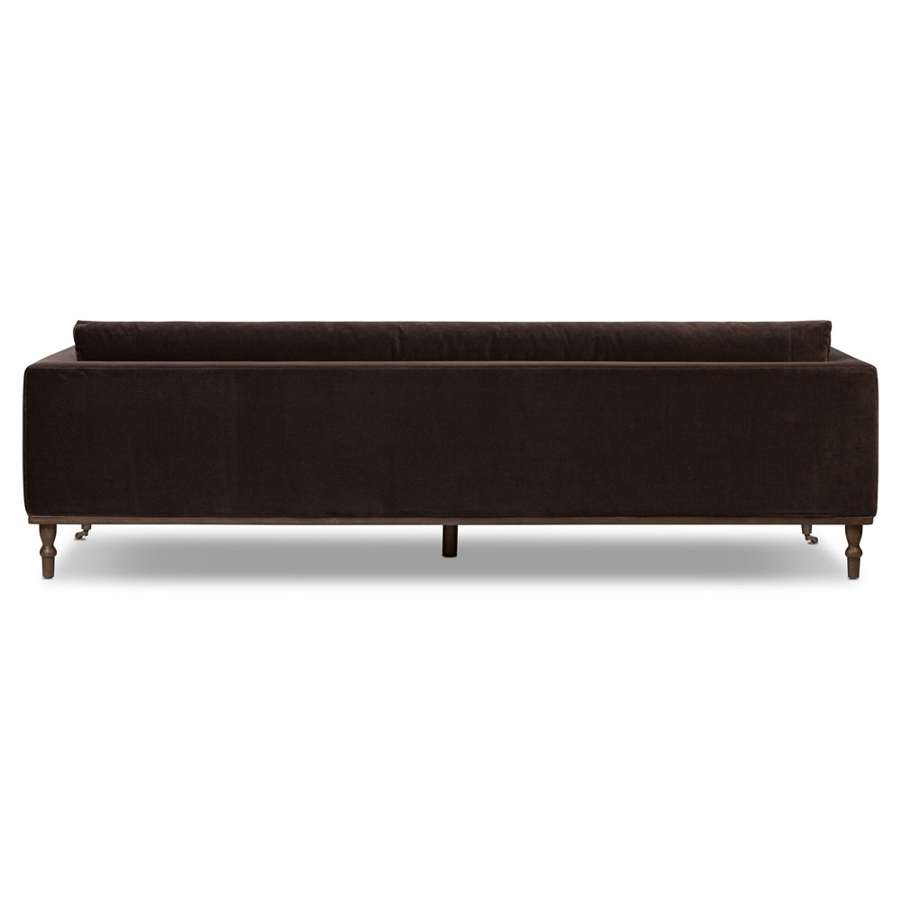 Harlin Updated Traditional Surrey Cocoa Velvet Sofa - 96"|