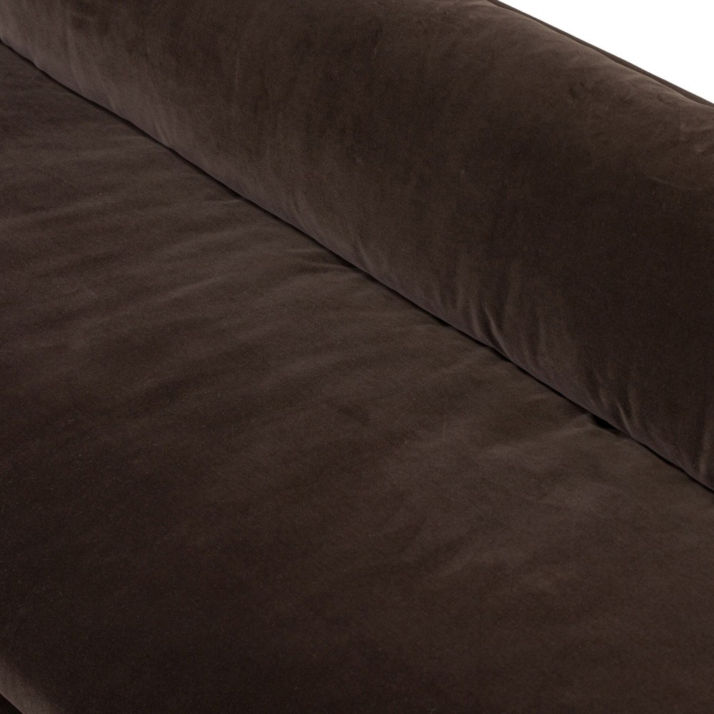 Harlin Updated Traditional Surrey Cocoa Velvet Sofa - 96"|