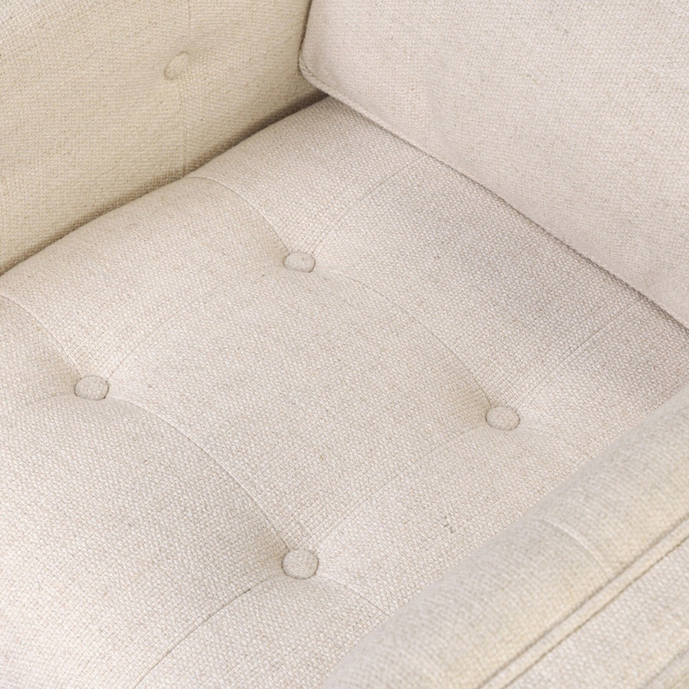 Celeste Rustic Lodge Thames Cream Performance Brown Wood Tufted Swivel Arm Chair|