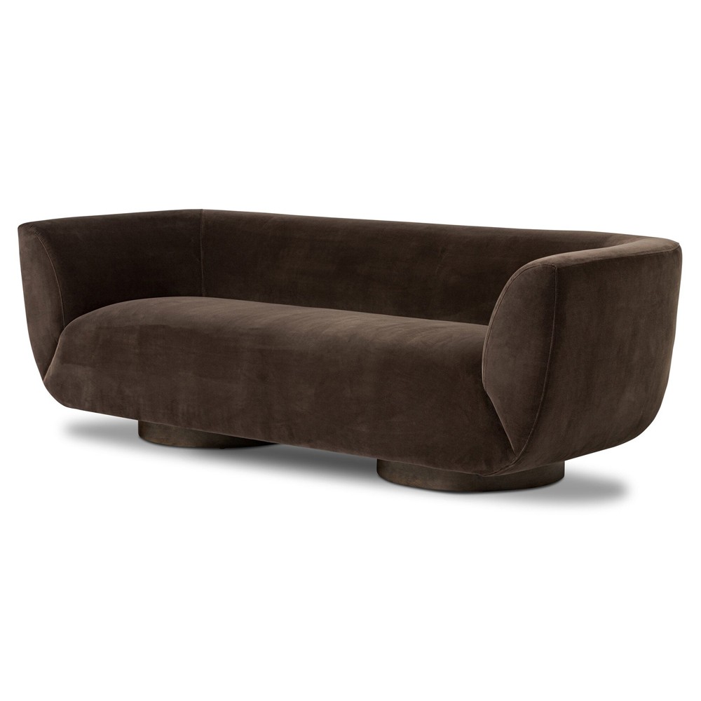 Sabina Modern  Surrey Cocoa Brown Velvet Sofa - 87"|